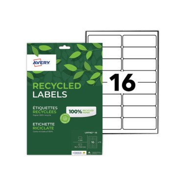 planches étiquettes recyclées blanches99,1 x 33,9 mm  x15 - Fiducial