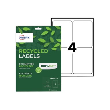 planches étiquettes recyclées blanches99,1 x 139 mm  x15 - Fiducial
