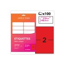 planches étiquettes L210xH148mm, 100 étiq/ boîte, rouge  - Fiducial