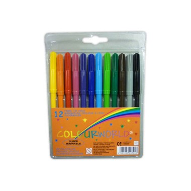 Pochette feutres coloriage économique lavable capuchon ventilé  x12 - Fiducial