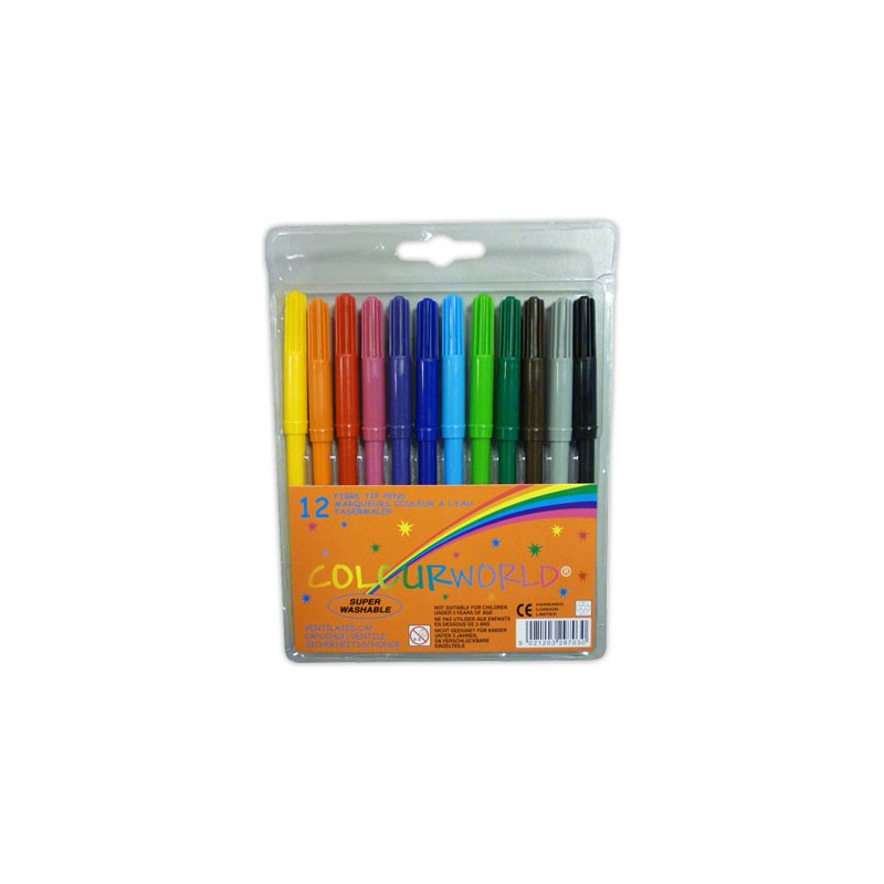 Pochette feutres coloriage économique lavable capuchon ventilé  x12 - Fiducial