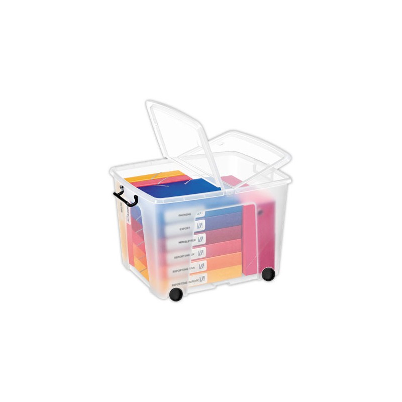 Boîte de rangement Smartbox 75 liitresavec couvercle et roulettes  - Fiducial