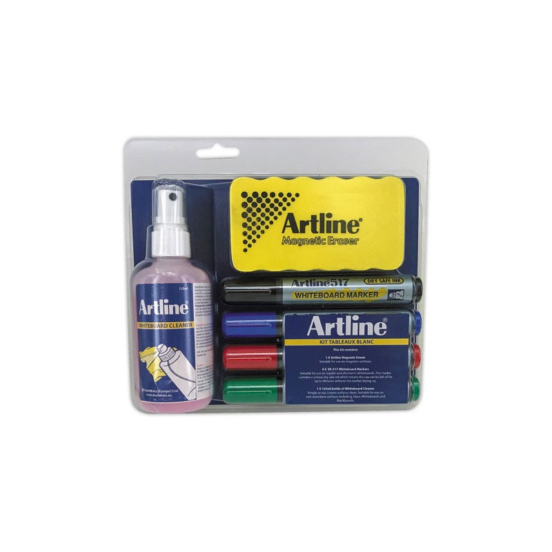Kit de nettoyage + 4 marqueur ARTLINE 517 - Pointe ogive effaçable  - Fiducial