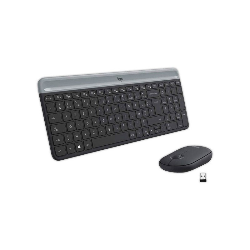 Kit clavier et souris sans fil ultra-fin noir MK470  - Fiducial