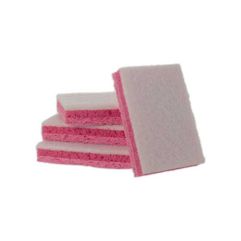 Tampon blanc non rayant sur éponge rose tri-couche  - Fiducial