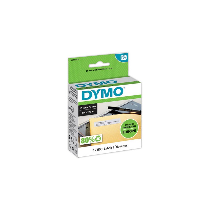 Rouleau de 500 étiquettes blanches 54x25 mm pour DYMO Label Writer  - Fiducial