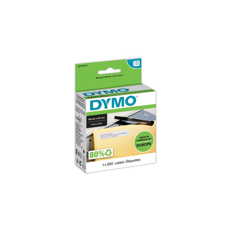 Rouleau de 500 étiquettes blanches 51x19 mm pour DYMO Label Writer  - Fiducial