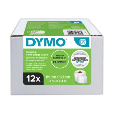 Rouleaux de 220 étiquettes blanches 101x54 mm pour DYMO Label Writer  x12 - Fiducial