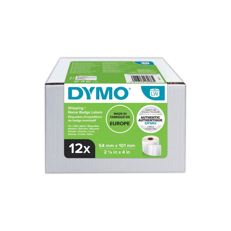 Rouleaux de 220 étiquettes blanches 101x54 mm pour DYMO Label Writer  x12 - Fiducial