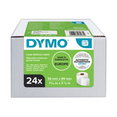 Rouleaux de 260 étiquettes blanches 36x89 mm pour DYMO Label Writer  x24 - Fiducial