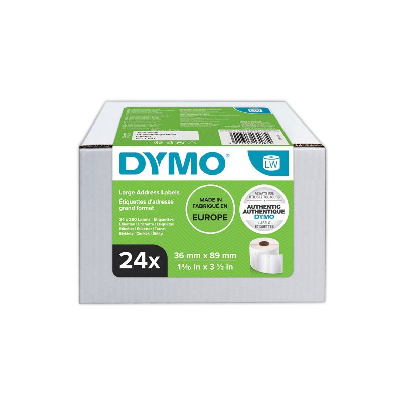 Rouleaux de 260 étiquettes blanches 36x89 mm pour DYMO Label Writer  x24 - Fiducial