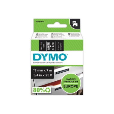 Ruban pour titreuse DYMO D1 19mm Blanc/Noir  - Fiducial