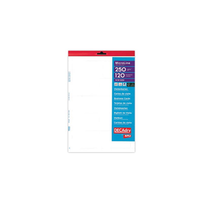 Cartes de visite MicroLine blanches 85x 54 mm  x120 - Fiducial