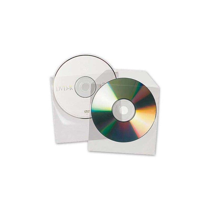 Pochettes CD/DVD transparentes avec rabat  x100 - Fiducial
