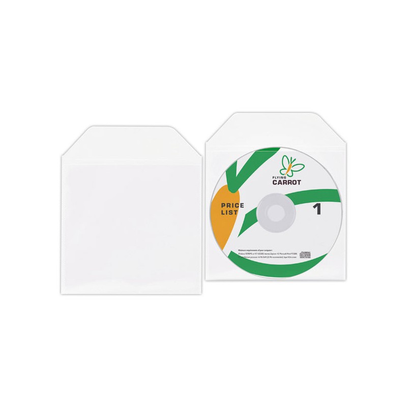 Pochettes CD/DVD biodégradables avec rabat  x25 - Fiducial