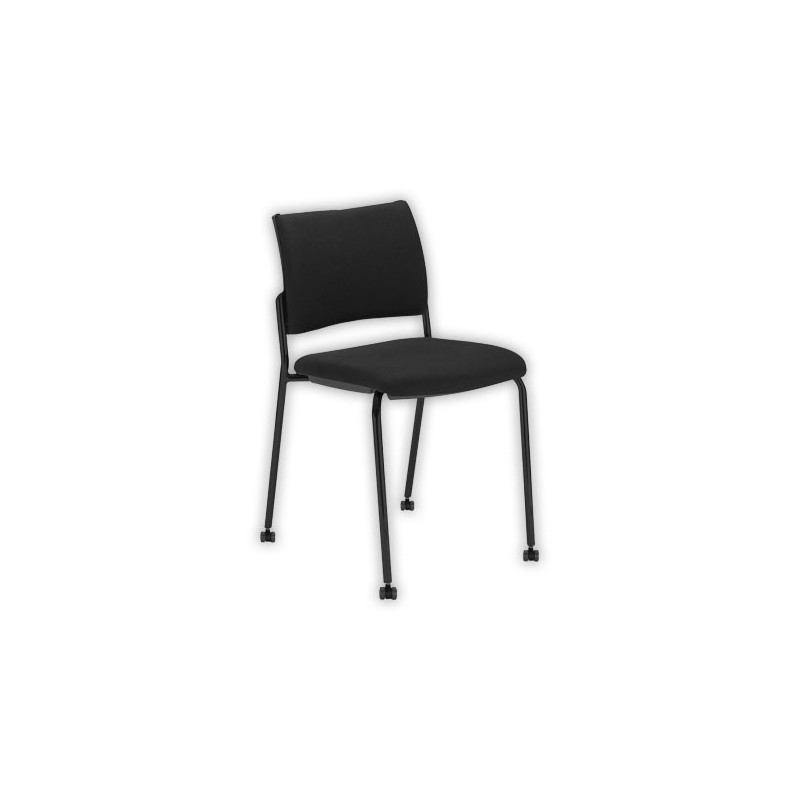 Chaise tissu noir 4 pieds sur roulettes  - Fiducial