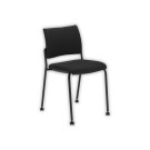 Chaise tissu noir 4 pieds sur roulettes  - Fiducial