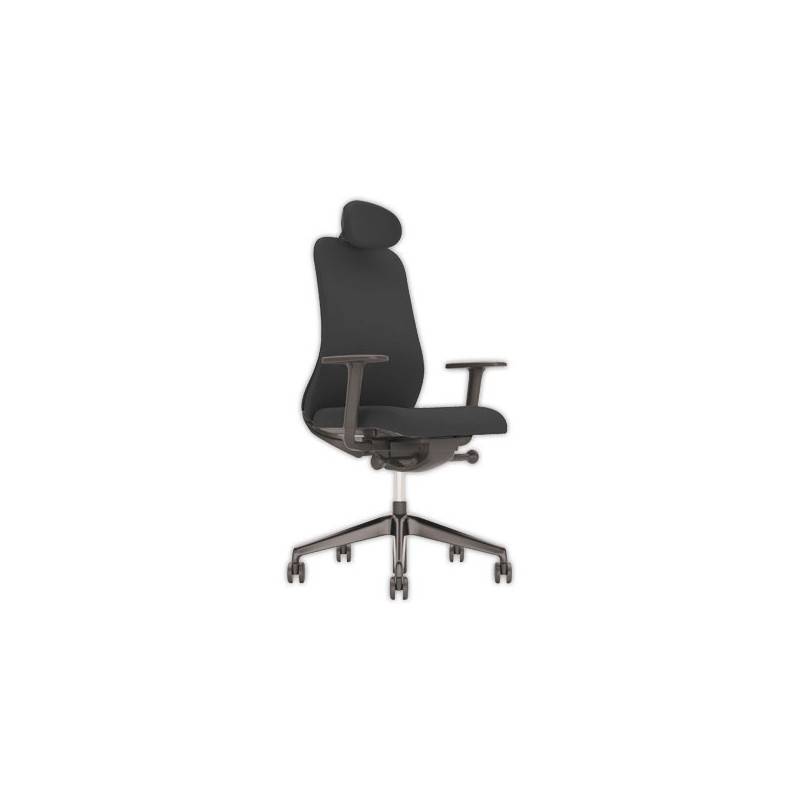 Siège synchrone SOULY avec têtière noir tissu  - Fiducial