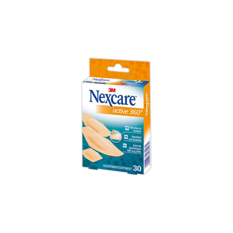 Pansements assortis anti-choc NEXCARE Active 360  x30 - Fiducial