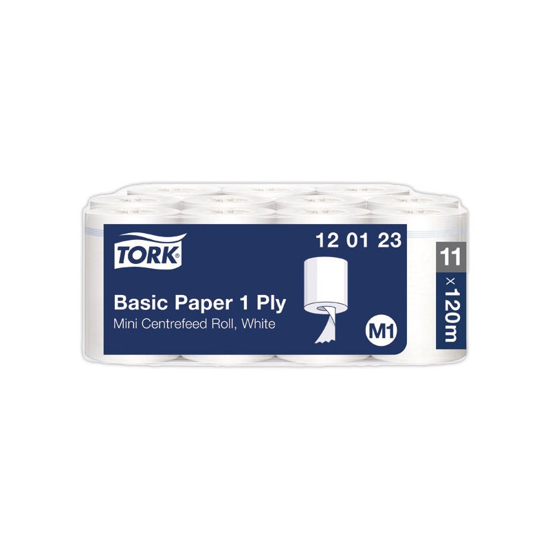 Bobines Tork Mini à dévidage central Basic Blanc 1 pli 120 m M1 x 11  x11 - Fiducial