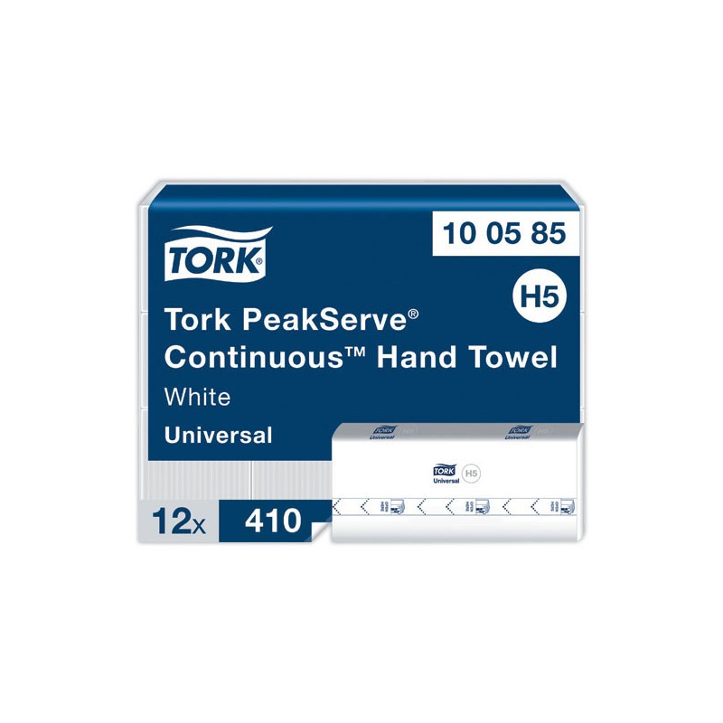 Paquets d'essuie-mains continus Tork PeakServe H5 1 pli  x12 - Fiducial
