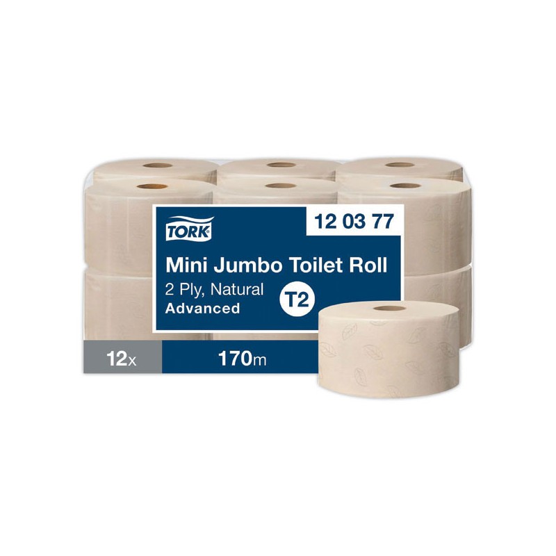 PAPIER TOILETTE NATUREL MINI JUMBO TORK ADVANCED T2  x12 - Fiducial