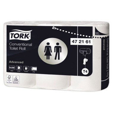 Rouleaux de 200 feuilles de papier toilette traditionnel TORK  x6 - Fiducial