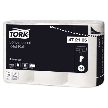 Rouleaux de 200 feuilles de papier toilette TORK recyclé  x48 - Fiducial