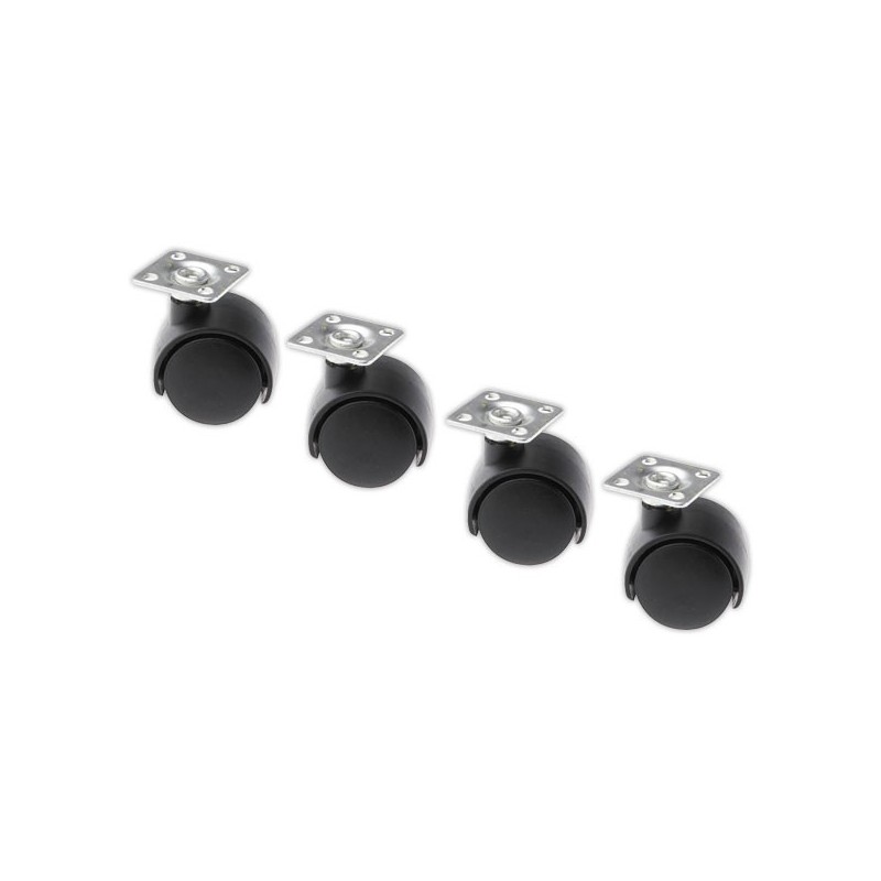 Roulettes noir pour les rangements à cases MAXICOLOR montées  x4 - Fiducial