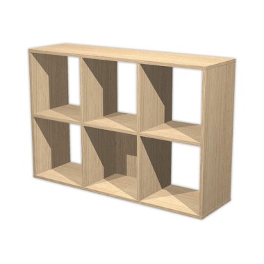 Rangement chêne 6 cases monté.  - Fiducial