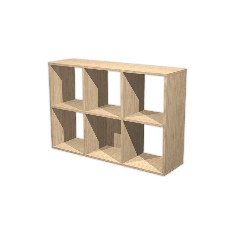 Rangement chêne 6 cases monté.  - Fiducial