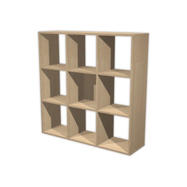 Rangement chêne 9 cases monté  - Fiducial