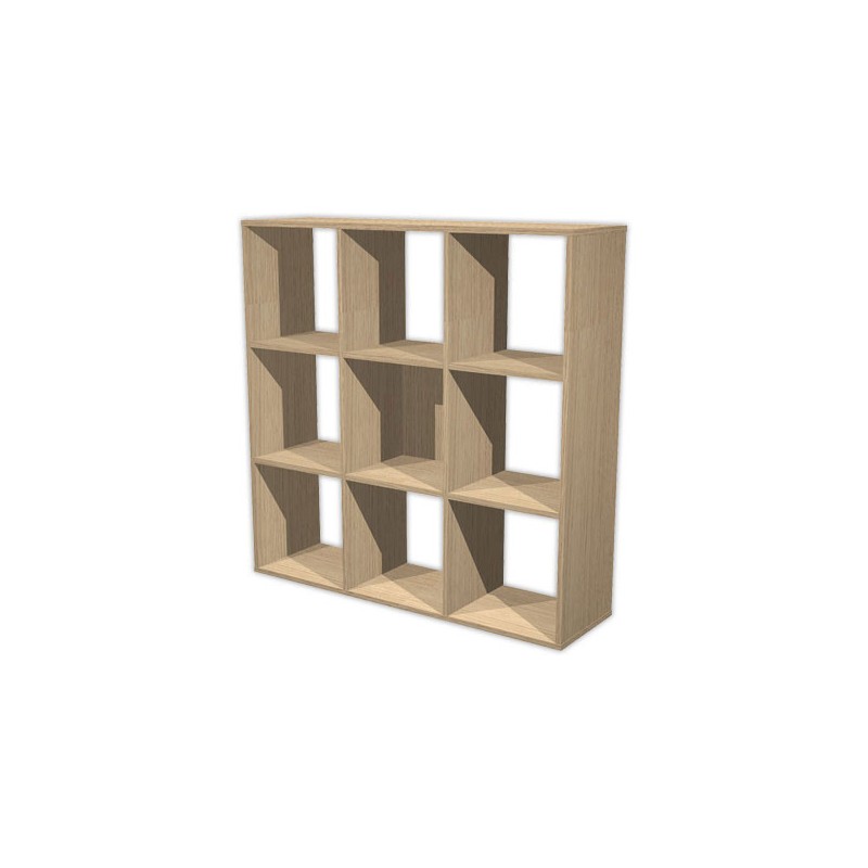 Rangement chêne 9 cases monté  - Fiducial