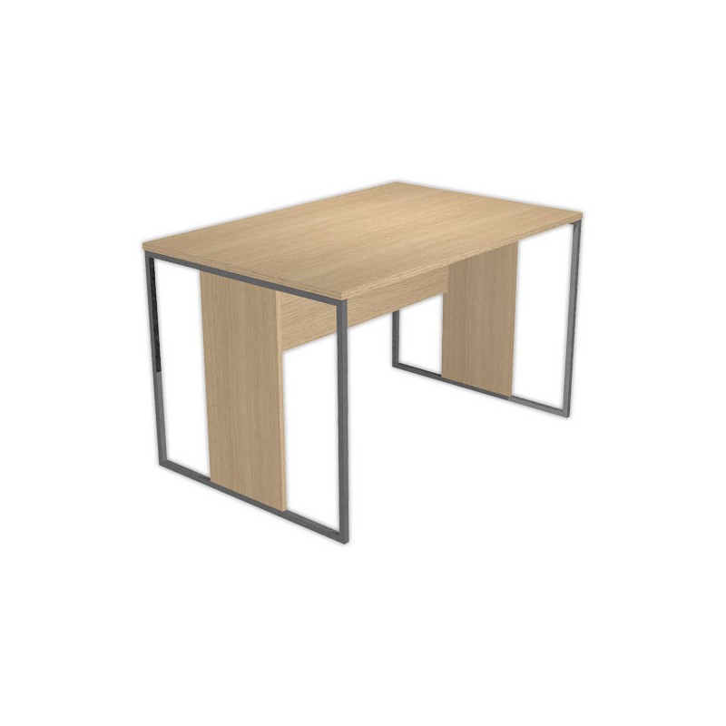 Bureau BELGRADE 140 x 80 chêne pieds anthracite monté  - Fiducial