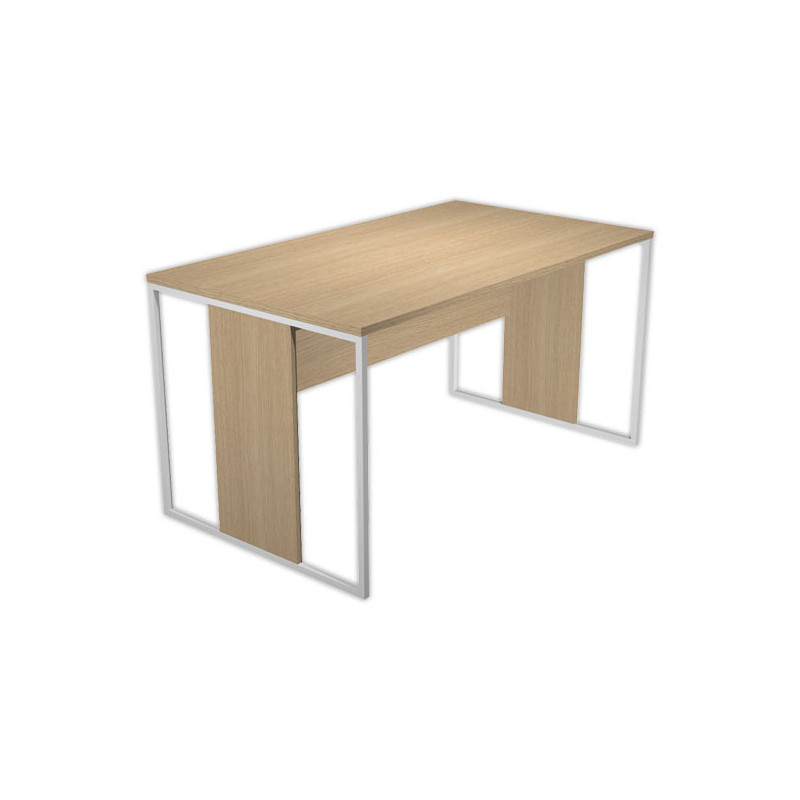 Bureau BELGRADE 140 x 80 chêne pieds blanc monté  - Fiducial