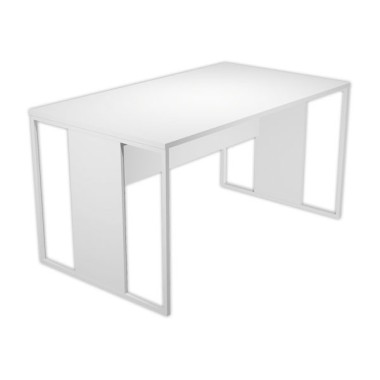 Bureau BELGRADE 160 x 80 blanc pieds blanc monté  - Fiducial