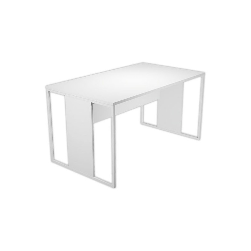 Bureau BELGRADE 160 x 80 blanc pieds blanc monté  - Fiducial