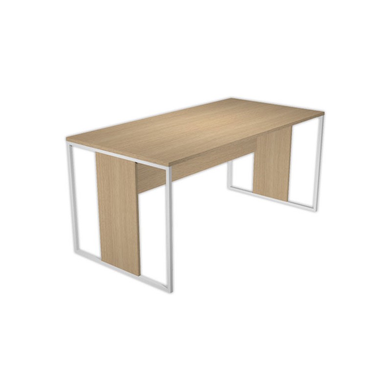 Bureau BELGRADE 160 x 80 chêne pieds blanc monté  - Fiducial