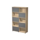 Bibliothèque chêne 10 cases 5 portes anthracite montée  - Fiducial