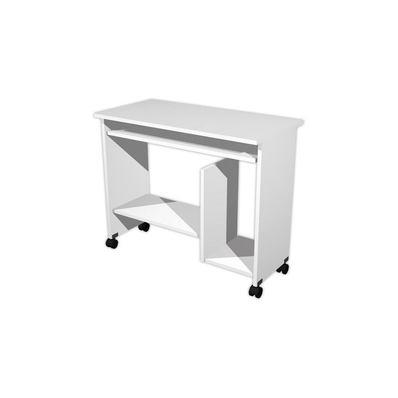 Bureau compact informatique blanc L 92x P 45 cm monté  - Fiducial