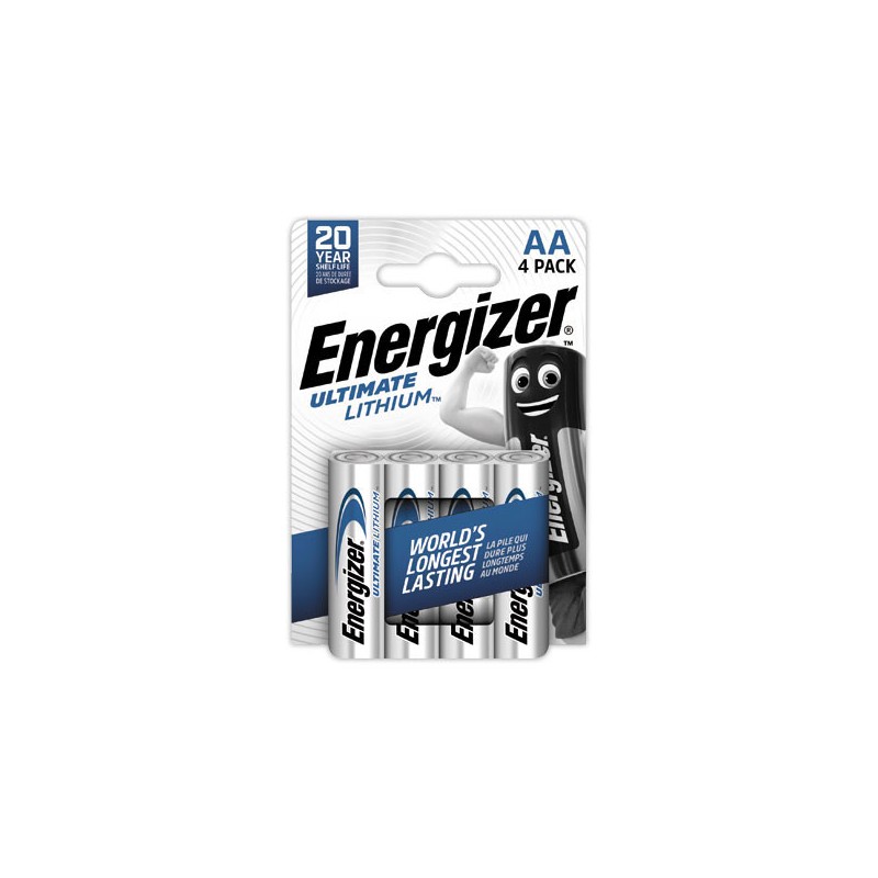 Piles lithium ENERGIZER L91 (AA)  x4 - Fiducial