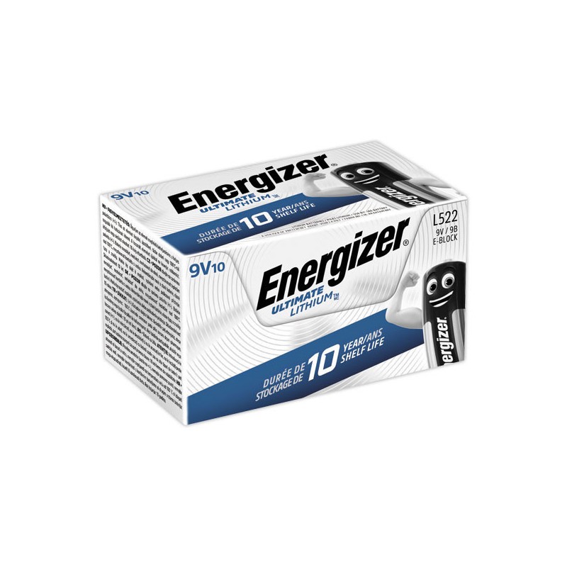 Piles lithium ENERGIZER Ultimate DP10 (9V)  x10 - Fiducial