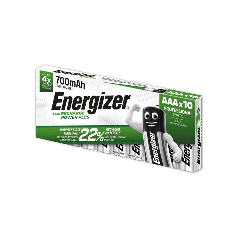 Piles rechargeables ENERGIZER HR3 (AAA)  x10 - Fiducial