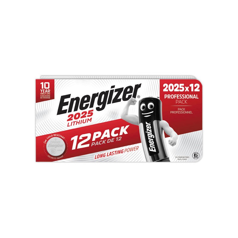 piles bouton au lithium Energizer 2025  x12 - Fiducial