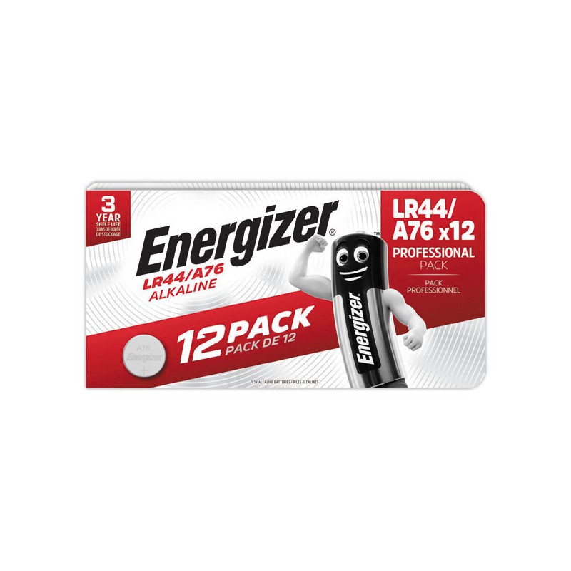 Piles bouton alcalines Energizer LR44/A76  x12 - Fiducial