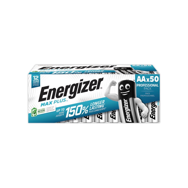 piles alcalines Energizer Max Plus AA/LR6  x50 - Fiducial
