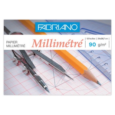 Papier millimétré 21x29,7 cm - 90gr - 12 feuilles  - Fiducial