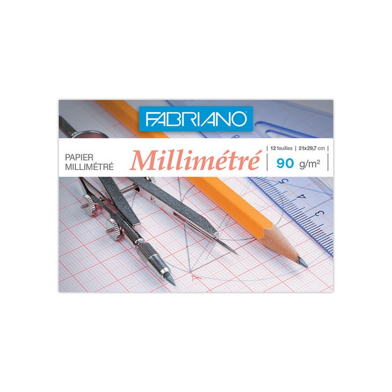 Papier millimétré 21x29,7 cm - 90gr - 12 feuilles  - Fiducial