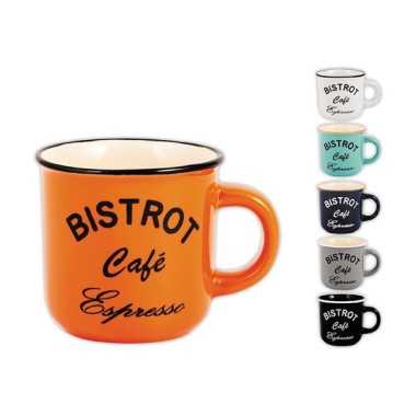 Tasses à café grès 12 cl - coloris assortis  x6 - Fiducial