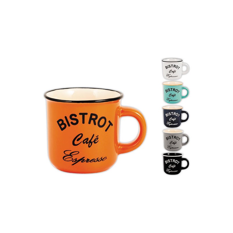 Tasses à café grès 12 cl - coloris assortis  x6 - Fiducial